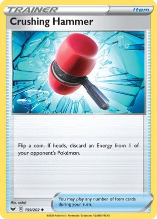 'Pokemon - 'Crushing Hammer 159/202  - Reverse Holofoil SWSH01 Sword & Shield Base Set - Uncommon