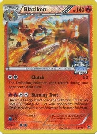 'Pokemon - 'Blaziken 014/111  - Reverse Holofoil League & Championship Cards - Promo