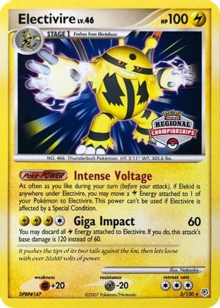 'Pokemon - 'Electivire 003/130  League & Championship Cards - Promo