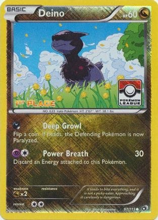 'Pokemon - 'Deino 097/113  - Reverse Holofoil League & Championship Cards - Promo