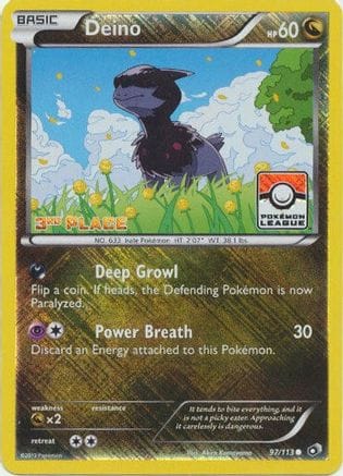 'Pokemon - 'Deino 097/113  - Reverse Holofoil League & Championship Cards - Promo