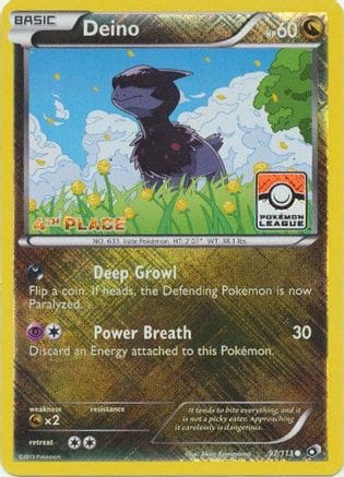 'Pokemon - 'Deino 097/113  - Reverse Holofoil League & Championship Cards - Promo