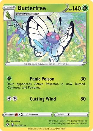 'Pokemon - 'Butterfree 003/192  SWSH02 Rebel Clash - Rare