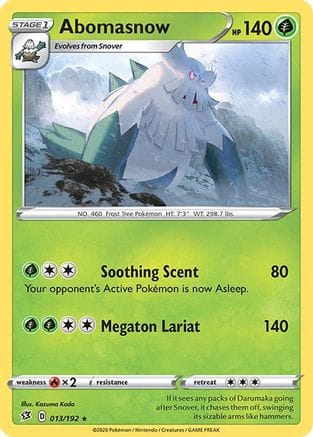 'Pokemon - 'Abomasnow 013/192  SWSH02 Rebel Clash - Rare