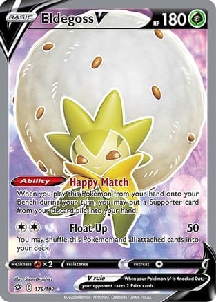 'Pokemon - 'Eldegoss V (Full Art) 176/192  - Holofoil SWSH02 Rebel Clash - Ultra Rare