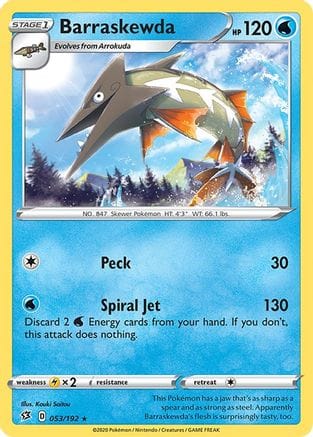 'Pokemon - 'Barraskewda 053/192  - Reverse Holofoil SWSH02 Rebel Clash - Rare