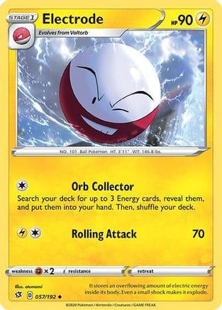 'Pokemon - 'Electrode 057  - Reverse Holofoil SWSH02 Rebel Clash - Uncommon