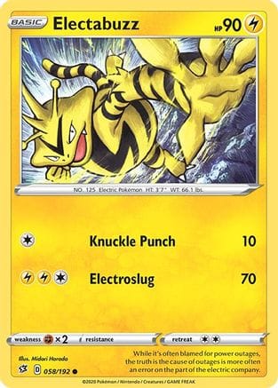 'Pokemon - 'Electabuzz 058/192  SWSH02 Rebel Clash - Common