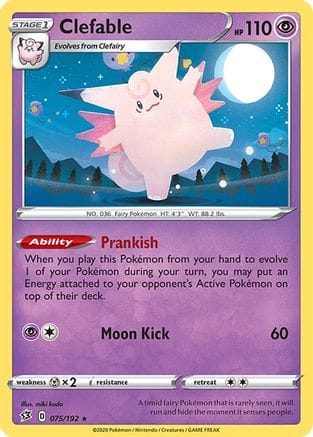 'Pokemon - 'Clefable 075/192  - Holofoil SWSH02 Rebel Clash - Holo Rare