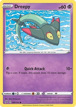 'Pokemon - 'Dreepy 089/192  - Reverse Holofoil SWSH02 Rebel Clash - Common