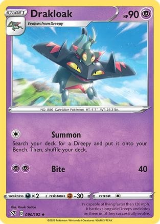 'Pokemon - 'Drakloak 090/192  - Reverse Holofoil SWSH02 Rebel Clash - Uncommon