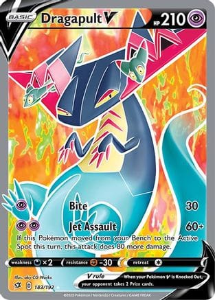 'Pokemon - 'Dragapult V (Full Art) 183/192  - Holofoil SWSH02 Rebel Clash - Ultra Rare