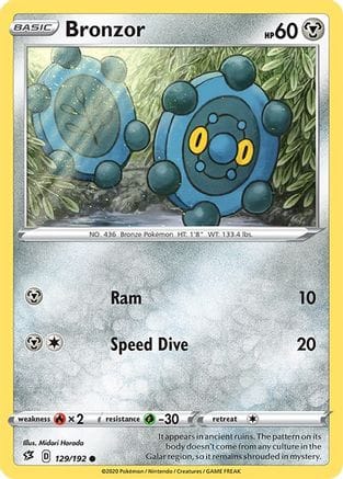 'Pokemon - 'Bronzor 129/192  - Reverse Holofoil SWSH02 Rebel Clash - Common