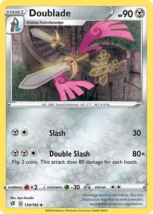 'Pokemon - 'Doublade 134/192  - Reverse Holofoil SWSH02 Rebel Clash - Uncommon