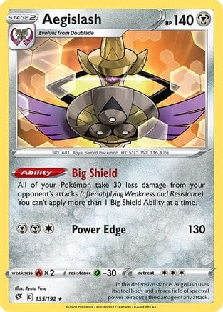 'Pokemon - 'Aegislash 135/192  SWSH02 Rebel Clash - Rare
