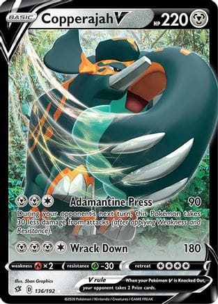 'Pokemon - 'Copperajah V 136/192  - Holofoil SWSH02 Rebel Clash - Ultra Rare