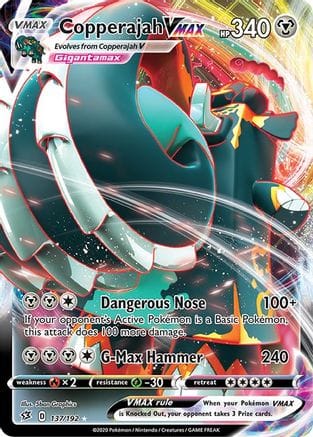 'Pokemon - 'Copperajah VMAX 137/192  - Holofoil SWSH02 Rebel Clash - Ultra Rare