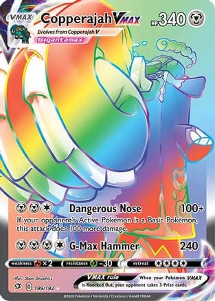 'Pokemon - 'Copperajah VMAX (Secret) 199/192  - Holofoil SWSH02 Rebel Clash - Secret Rare
