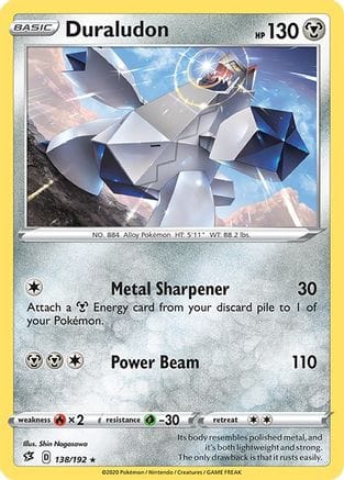 'Pokemon - 'Duraludon 138/192  - Reverse Holofoil SWSH02 Rebel Clash - Holo Rare