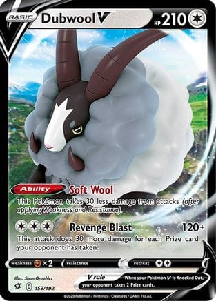 'Pokemon - 'Dubwool V 153/192  - Holofoil SWSH02 Rebel Clash - Ultra Rare