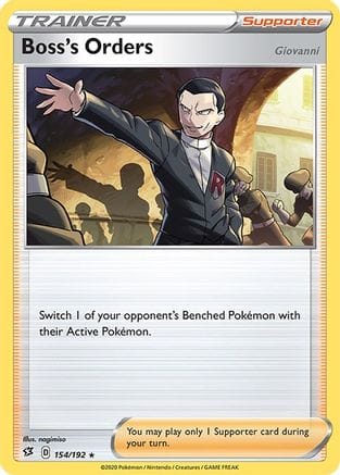 'Pokemon - 'Boss's Orders 154/192  - Reverse Holofoil SWSH02 Rebel Clash - Holo Rare
