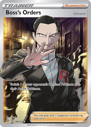 'Pokemon - 'Boss's Orders (Full Art) 189/192  - Holofoil SWSH02 Rebel Clash - Ultra Rare