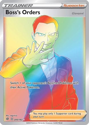 'Pokemon - 'Boss's Orders (Secret) 200/192  - Holofoil SWSH02 Rebel Clash - Secret Rare