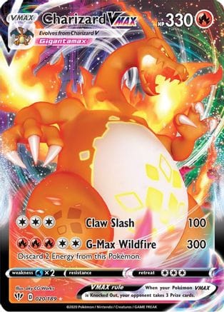 'Pokemon - 'Charizard VMAX 020/189  - Holofoil SWSH03 Darkness Ablaze - Ultra Rare