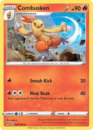 'Pokemon - 'Combusken 023/189  - Reverse Holofoil SWSH03 Darkness Ablaze - Uncommon