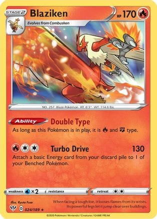 'Pokemon - 'Blaziken 024/189  - Holofoil SWSH03 Darkness Ablaze - Holo Rare