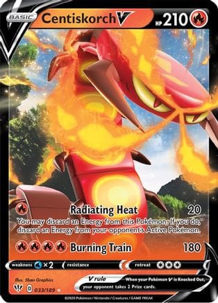 'Pokemon - 'Centiskorch V 033/189  - Holofoil SWSH03 Darkness Ablaze - Ultra Rare