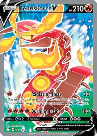 'Pokemon - 'Centiskorch V (Full Art) 179/189  - Holofoil SWSH03 Darkness Ablaze - Ultra Rare