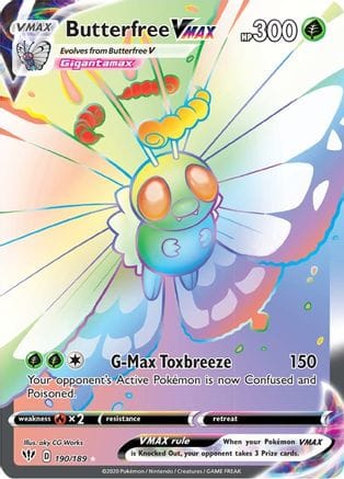 'Pokemon - 'Butterfree VMAX (Secret) 190/189  - Holofoil SWSH03 Darkness Ablaze - Secret Rare