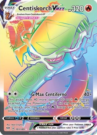 'Pokemon - 'Centiskorch VMAX (Secret) 191/189  - Holofoil SWSH03 Darkness Ablaze - Secret Rare