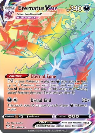 'Pokemon - 'Eternatus VMAX (Secret) 192/189  - Holofoil SWSH03 Darkness Ablaze - Secret Rare