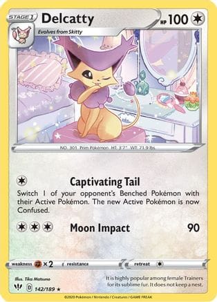 'Pokemon - 'Delcatty 142/189  SWSH03 Darkness Ablaze - Rare