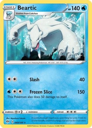 'Pokemon - 'Beartic 049/189  SWSH03 Darkness Ablaze - Rare