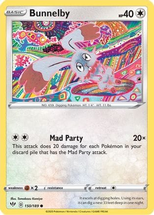 'Pokemon - 'Bunnelby 150/189  SWSH03 Darkness Ablaze - Common