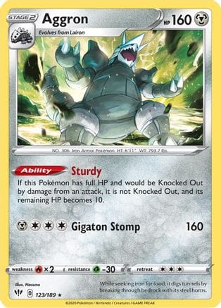 'Pokemon - 'Aggron 123/189  - Holofoil SWSH03 Darkness Ablaze - Holo Rare