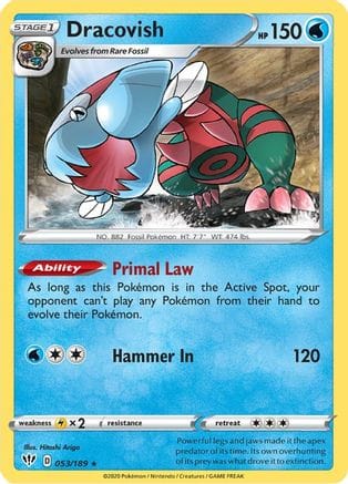 'Pokemon - 'Dracovish 053/189  - Holofoil SWSH03 Darkness Ablaze - Holo Rare