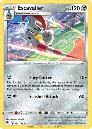 'Pokemon - 'Escavalier 124/189  SWSH03 Darkness Ablaze - Rare