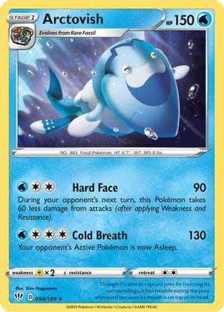 'Pokemon - 'Arctovish 054/189  SWSH03 Darkness Ablaze - Rare