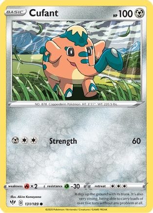 'Pokemon - 'Cufant 131/189  - Reverse Holofoil SWSH03 Darkness Ablaze - Common