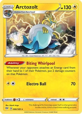'Pokemon - 'Arctozolt 066/189  - Reverse Holofoil SWSH03 Darkness Ablaze - Holo Rare