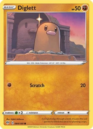 'Pokemon - 'Diglett 084/189  - Reverse Holofoil SWSH03 Darkness Ablaze - Common