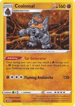'Pokemon - 'Coalossal SWSH054/054  - Holofoil SWSH Sword & Shield Promo Cards - Promo