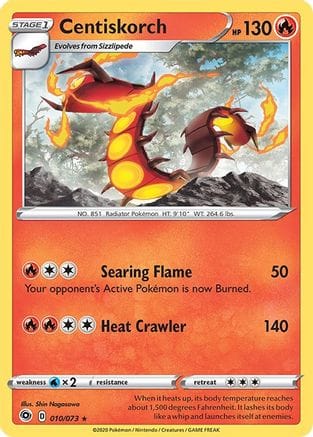 'Pokemon - 'Centiskorch 010/73  - Holofoil Champions Path - Holo Rare