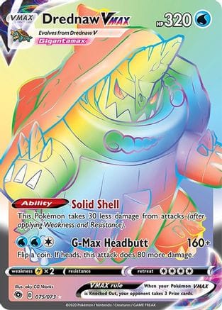 'Pokemon - 'Drednaw VMAX (Secret) 075/73  - Holofoil Champions Path - Secret Rare