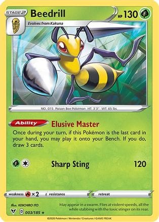 'Pokemon - 'Beedrill 003/185  SWSH04 Vivid Voltage - Rare