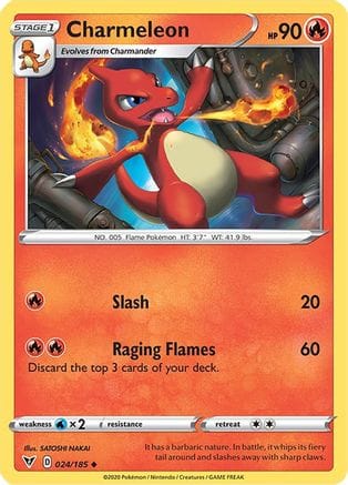 'Pokemon - 'Charmeleon 024/185  - Reverse Holofoil SWSH04 Vivid Voltage - Uncommon